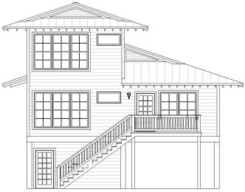 Rear Elevation for House Plan #690002