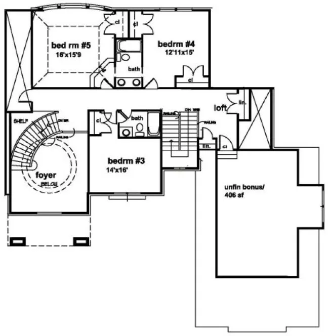 Second Floor Plan for House Plan #398204
