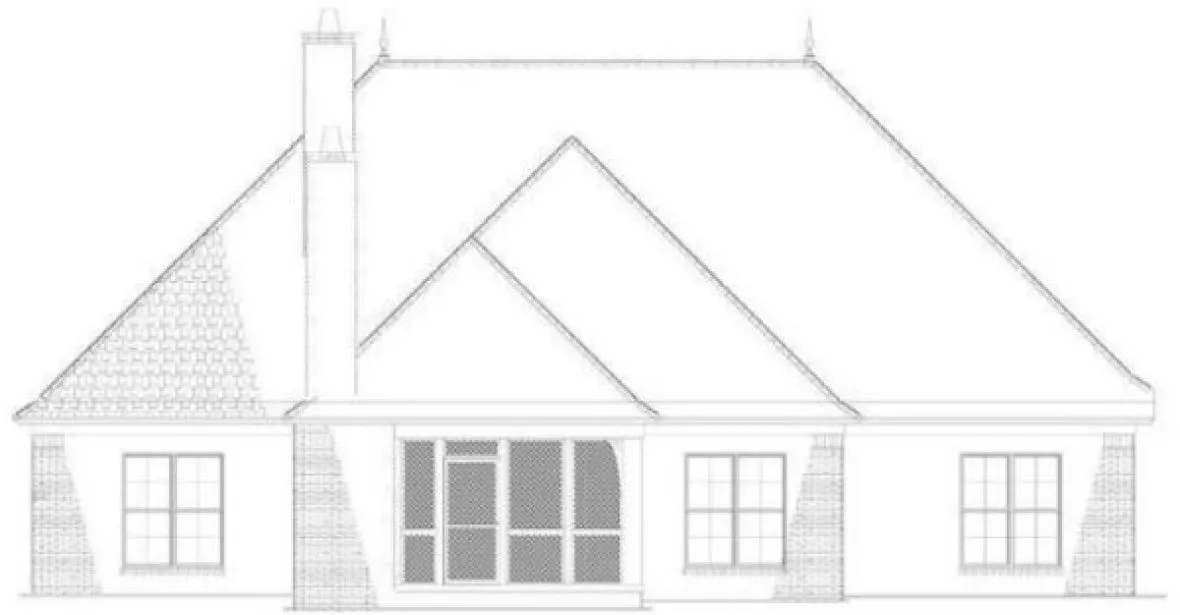 Rear Elevation for House Plan #313142