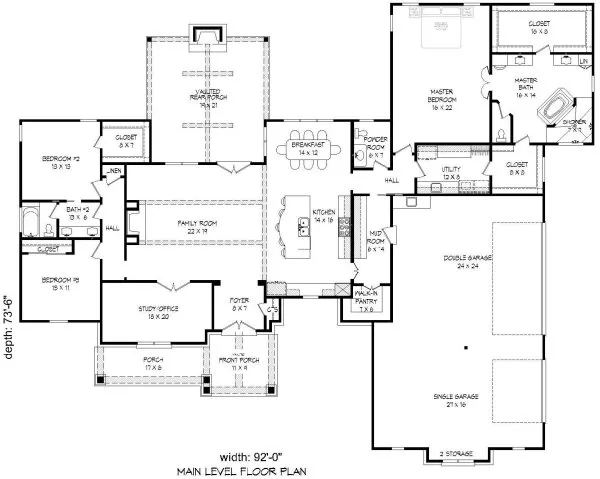 Main Floor Plan for House Plan #696182