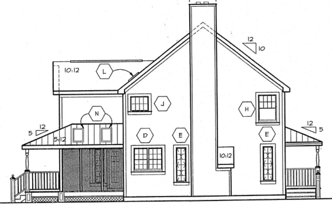 Rear Elevation for House Plan #182891