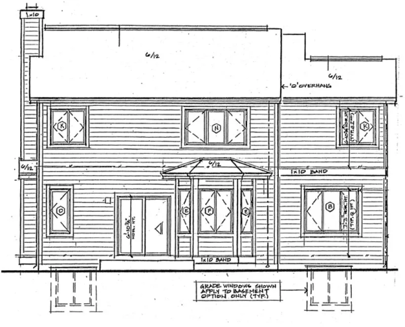 Rear Elevation for House Plan #184422
