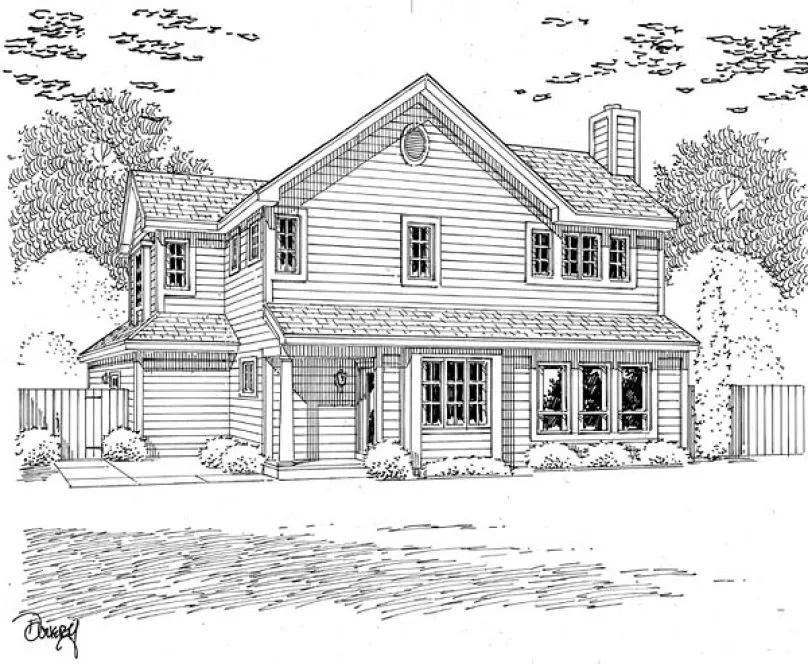 Rear Elevation for House Plan #181202