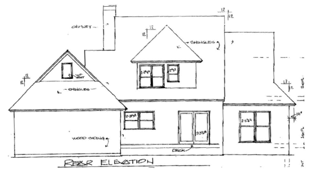 Rear Elevation for House Plan #119281