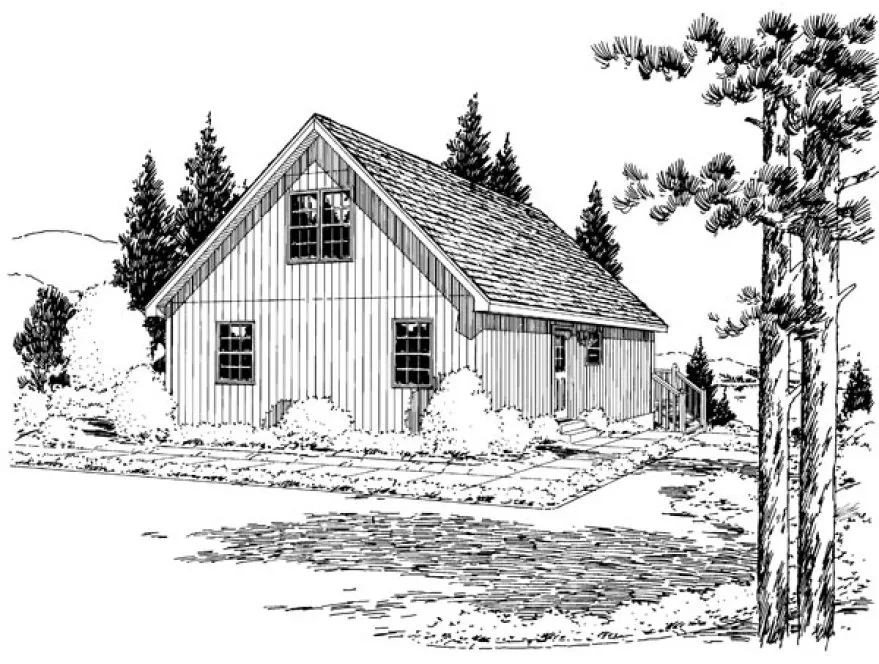 Rear Elevation for House Plan #187201