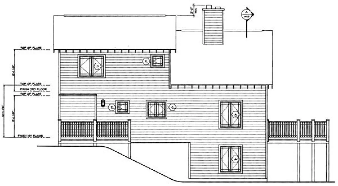 Rear Elevation for House Plan #185581
