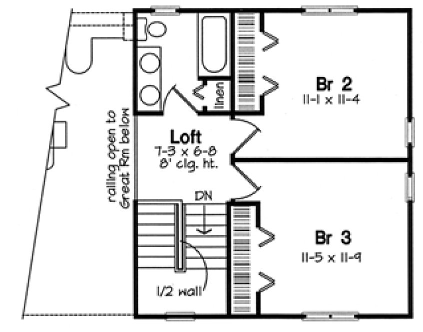 Second Floor Plan for House Plan #185581