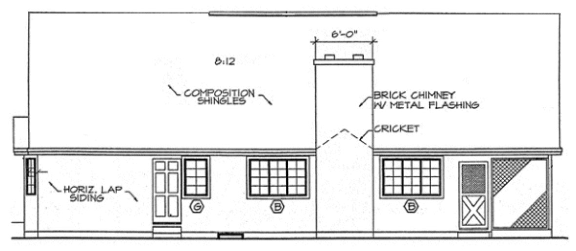 Rear Elevation for House Plan #181771