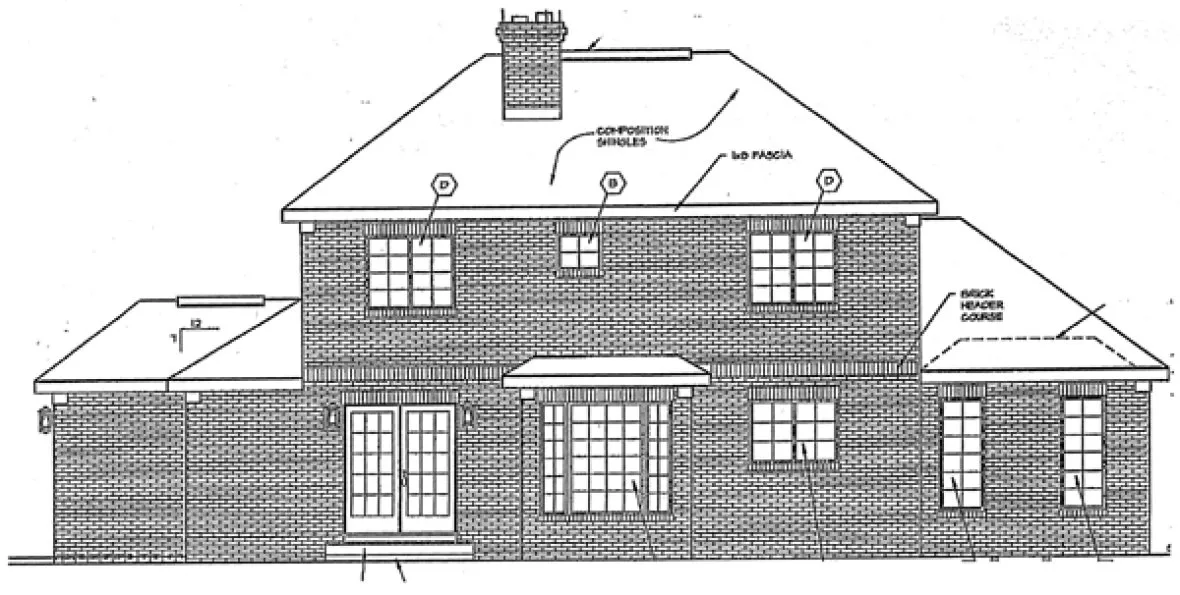 Rear Elevation for House Plan #189342