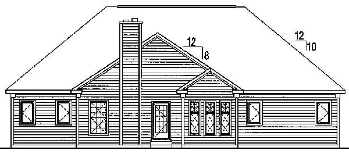 Rear Elevation for House Plan #183181