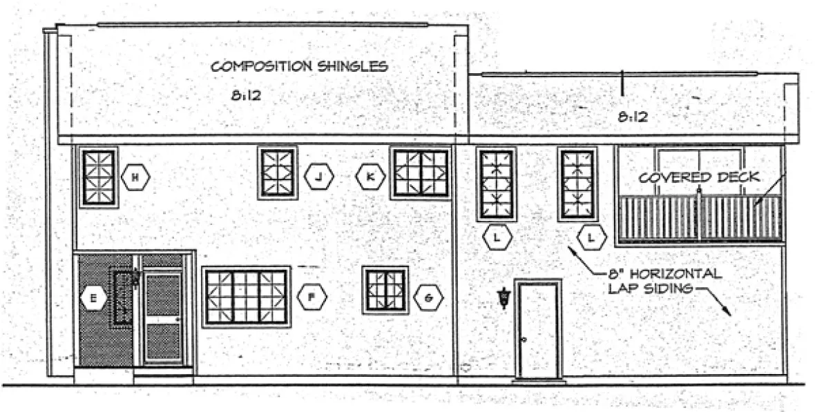 Rear Elevation for House Plan #181471