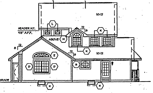 Rear Elevation for House Plan #186281