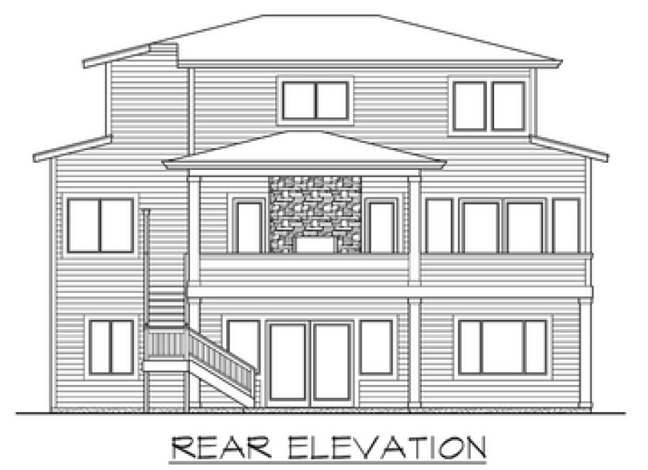 Rear Elevation for House Plan #339635