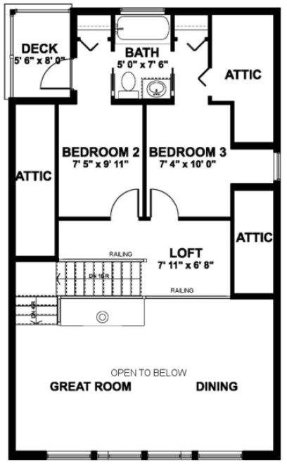 Second Floor Plan for House Plan #202037