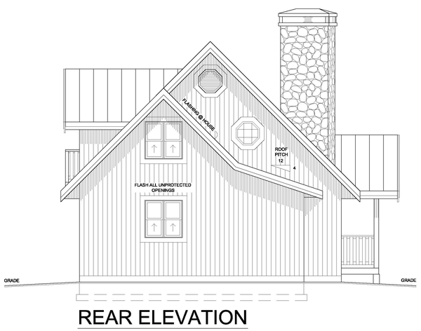 Rear Elevation for House Plan #102020