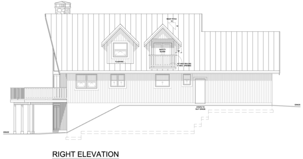 Right Elevation for House Plan #102020
