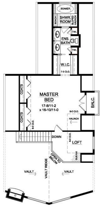 Second Floor Plan for House Plan #102020