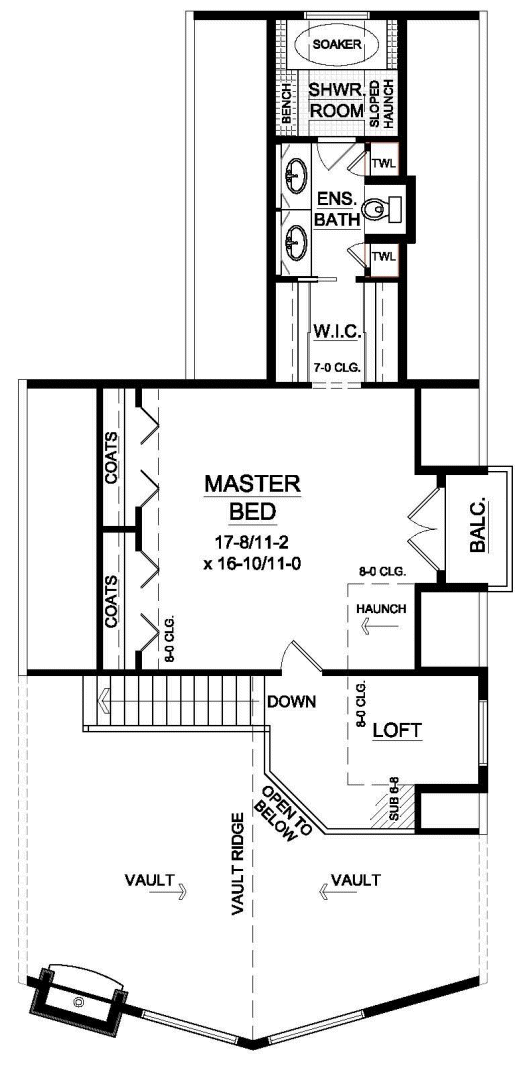 Second Floor Plan for House Plan #102020