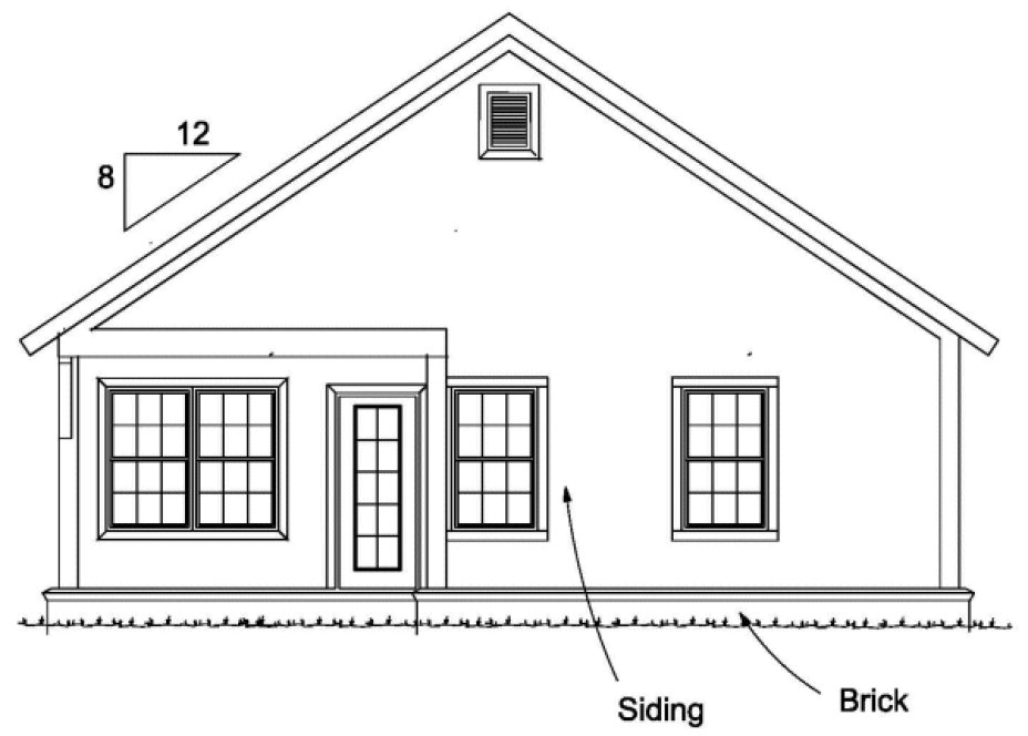 Rear Elevation for House Plan #244821