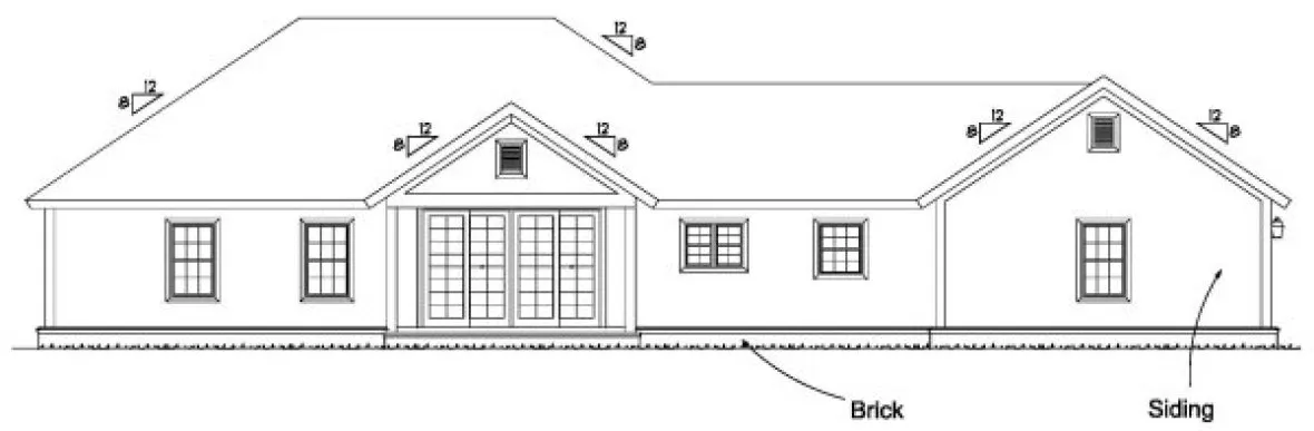 Rear Elevation for House Plan #249361