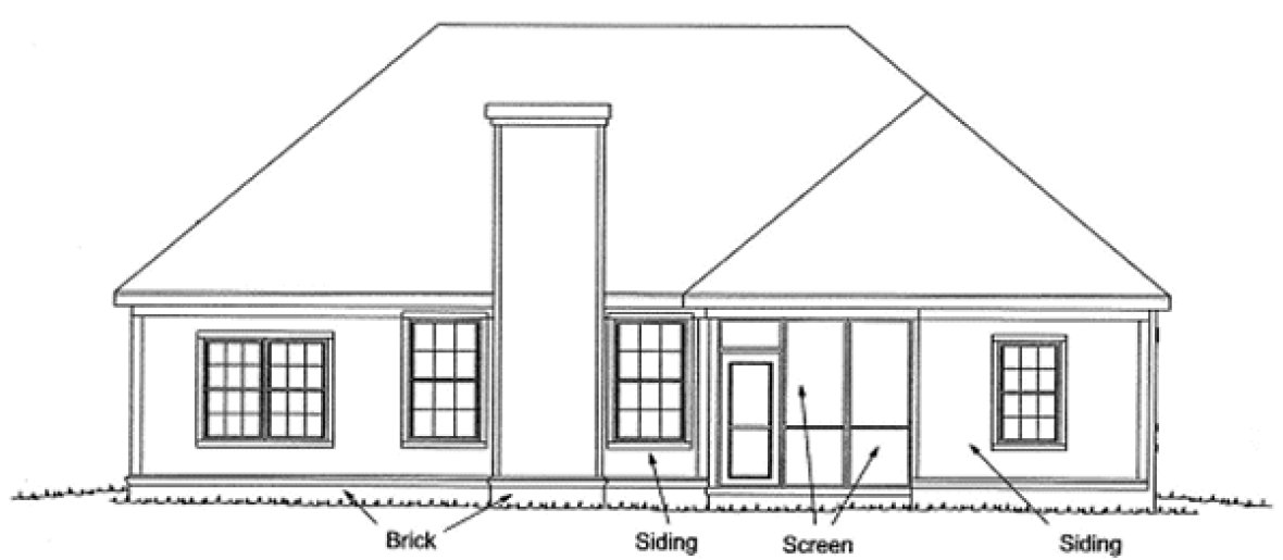 Rear Elevation for House Plan #249142