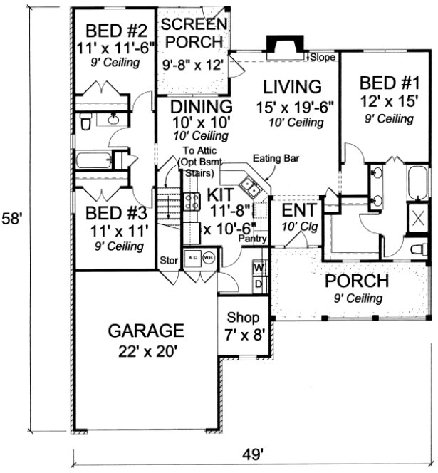 Main Floor Plan for House Plan #249142