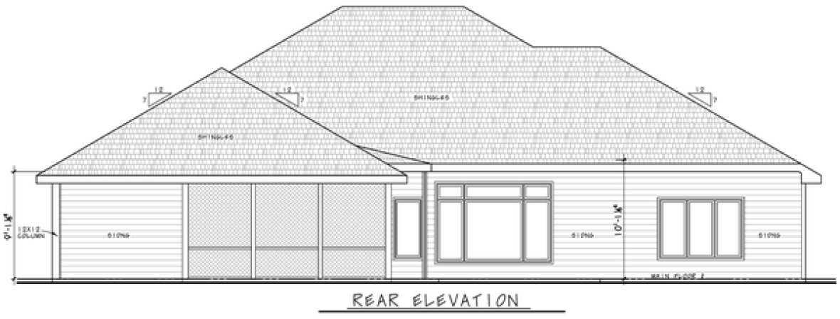 Rear Elevation for House Plan #156932