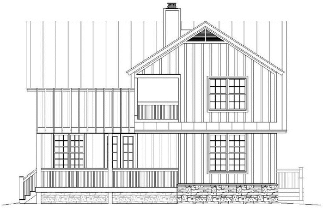 Rear Elevation for House Plan #691481