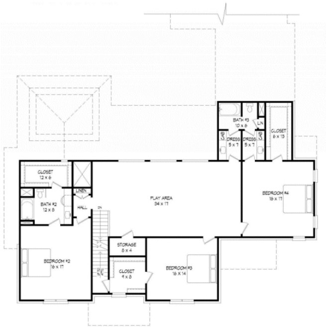 Second Floor Plan for House Plan #690315