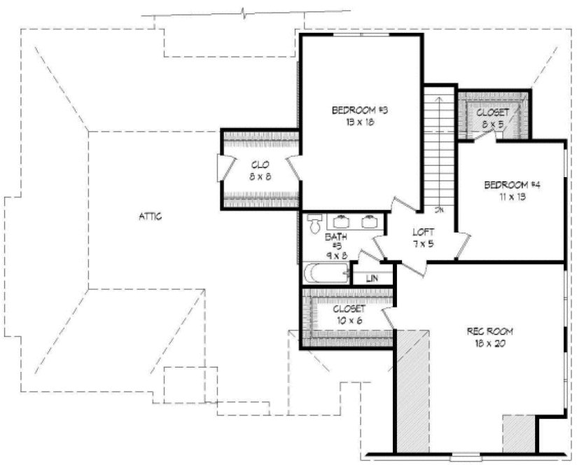 Second Floor Plan for House Plan #696303