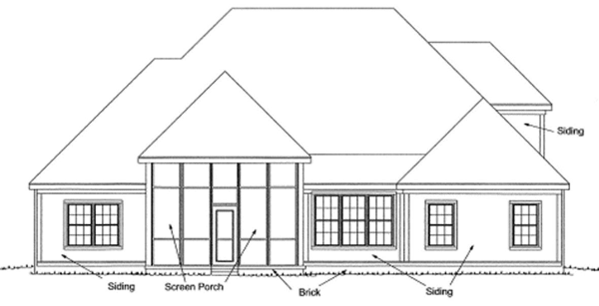 Rear Elevation for House Plan #242814