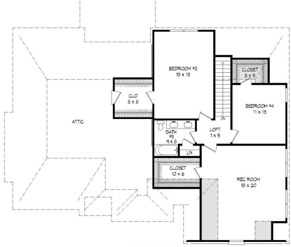 Second Floor Plan for House Plan #693036