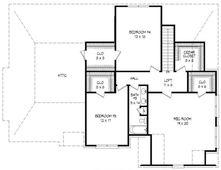Second Floor Plan for House Plan #693723