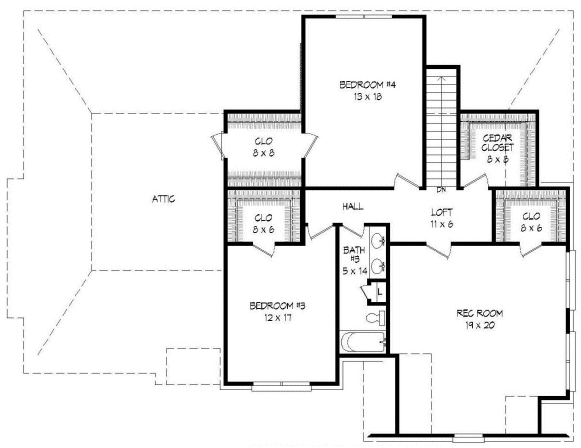 Second Floor Plan for House Plan #693723