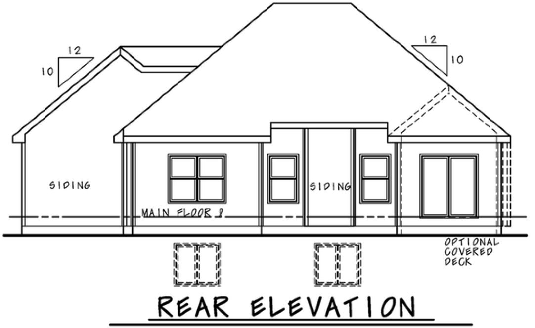Rear Elevation for House Plan #153162