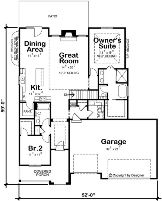 Main Floor Plan for House Plan #153162