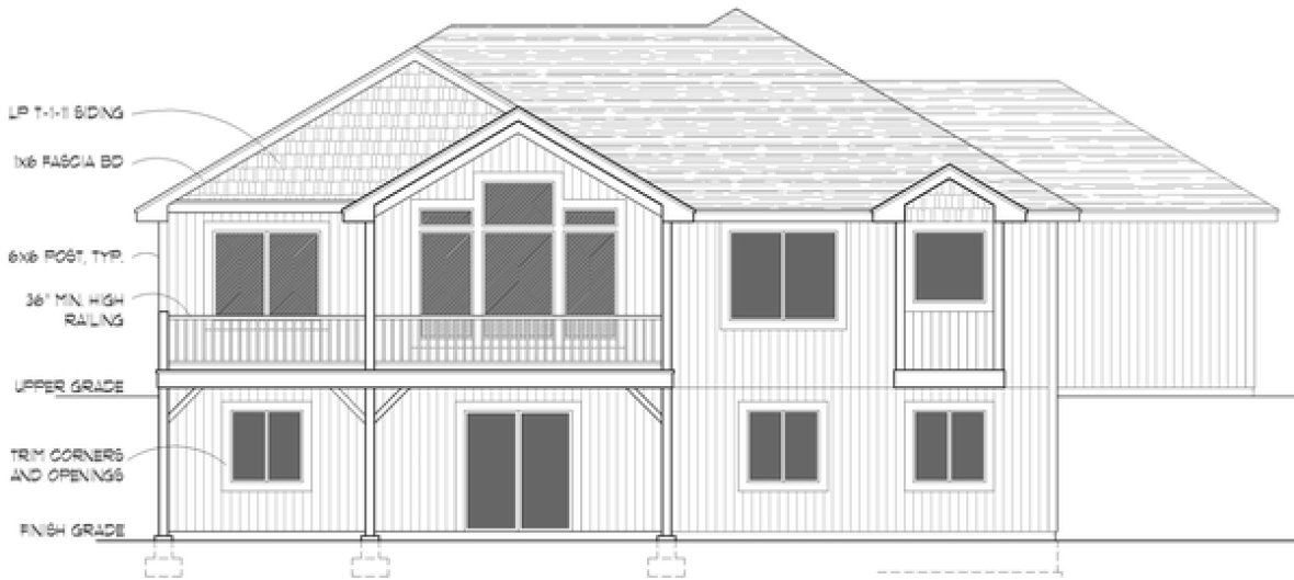 Rear Elevation for House Plan #803062