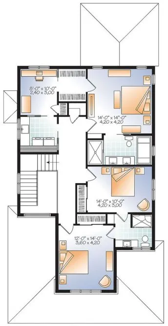 Second Floor Plan for House Plan #149883