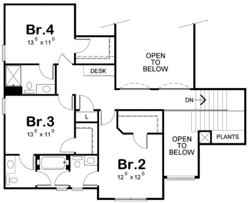 Second Floor Plan for House Plan #155813