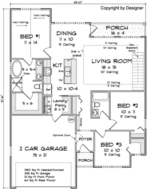 Main Floor Plan for House Plan #240821