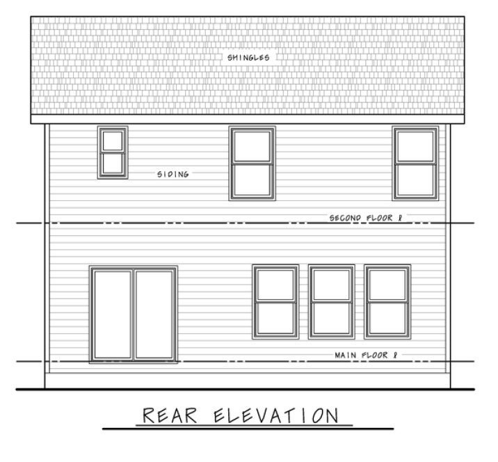 Rear Elevation for House Plan #155212