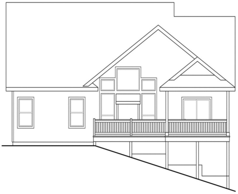 Rear Elevation for House Plan #343102