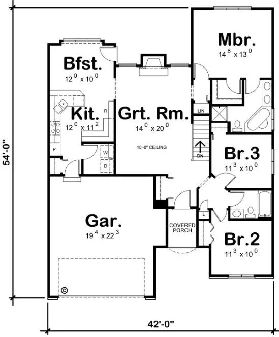 Main Floor Plan for House Plan #153108