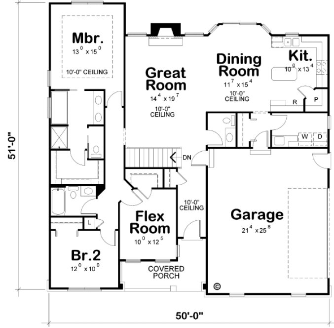 Main Floor Plan for House Plan #152271