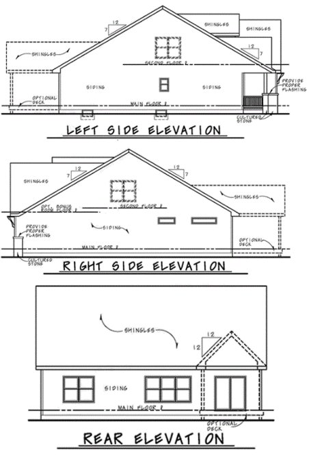 Rear Elevation for House Plan #158792
