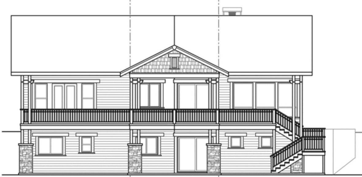 Rear Elevation for House Plan #347914