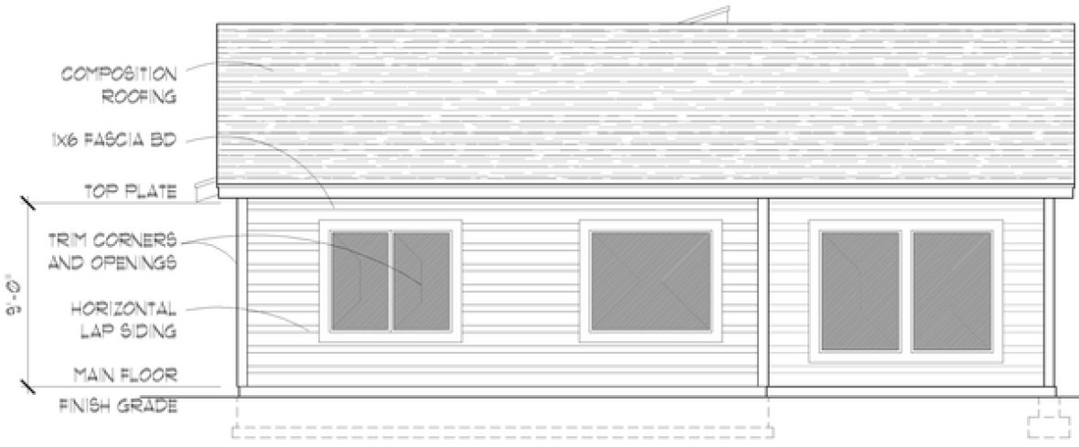 Rear Elevation for House Plan #806941