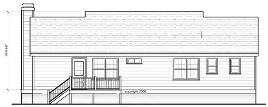 Rear Elevation for House Plan #121022