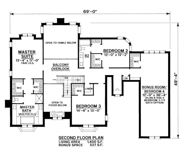 Second Floor Plan for House Plan #157233