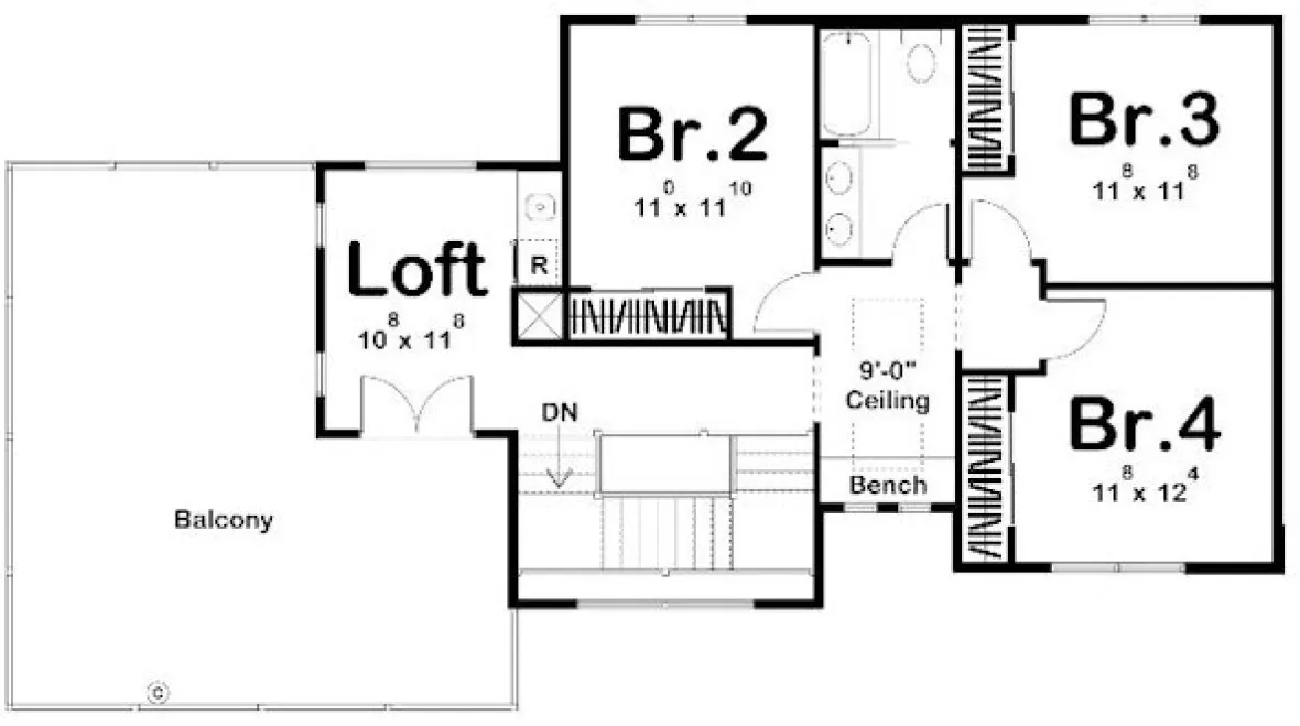 Second Floor Plan for House Plan #709942